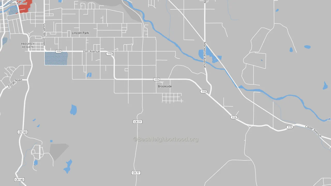 Transit Grade map of Brookside, CO