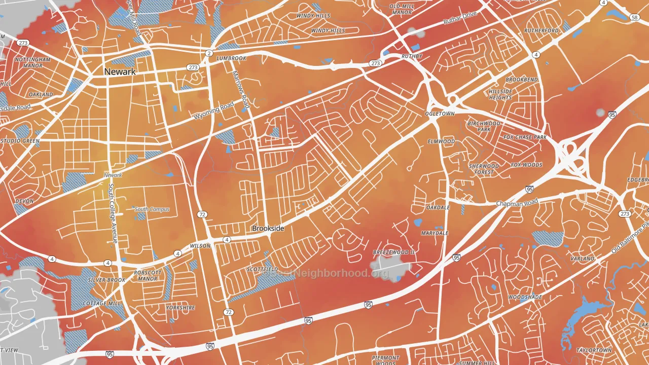 Transit Grade map of Brookside, DE