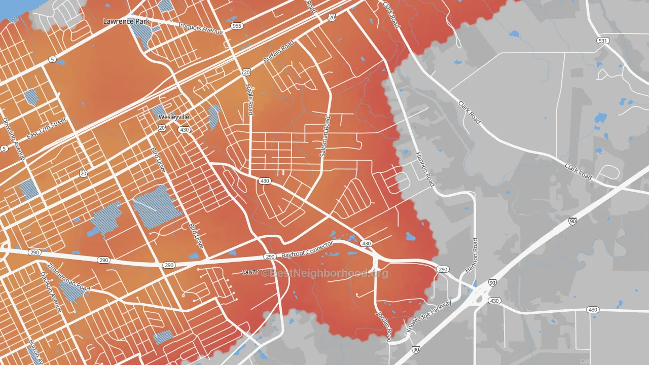 Transit Grade map of Brookside, Erie, PA