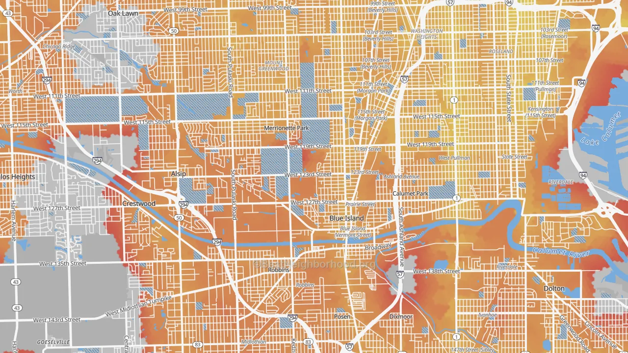 Transit Grade map of Brookside Glen, Chicago, IL