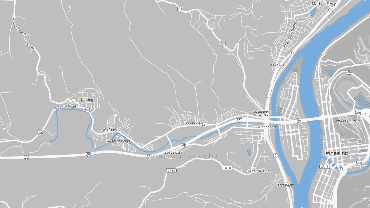 Transit Grade map of Brookside, OH