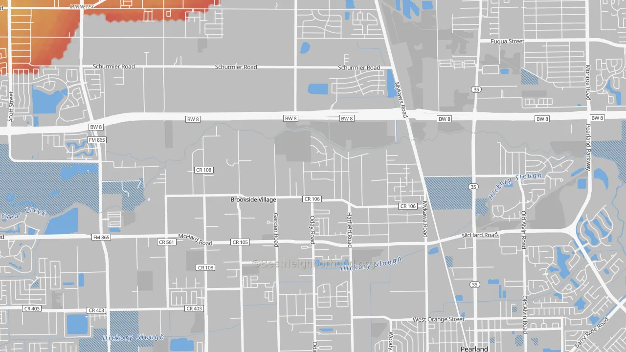 Transit Grade map of Brookside Village, TX