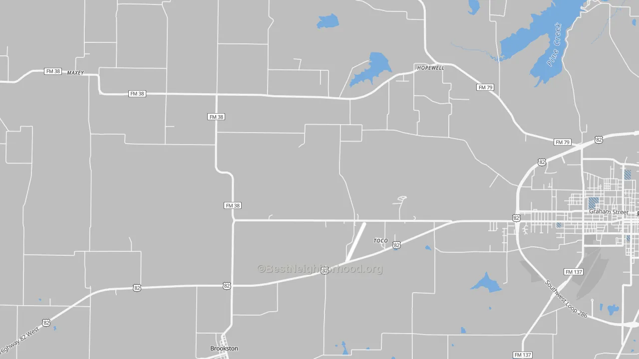 Transit Grade map of Brookston, TX