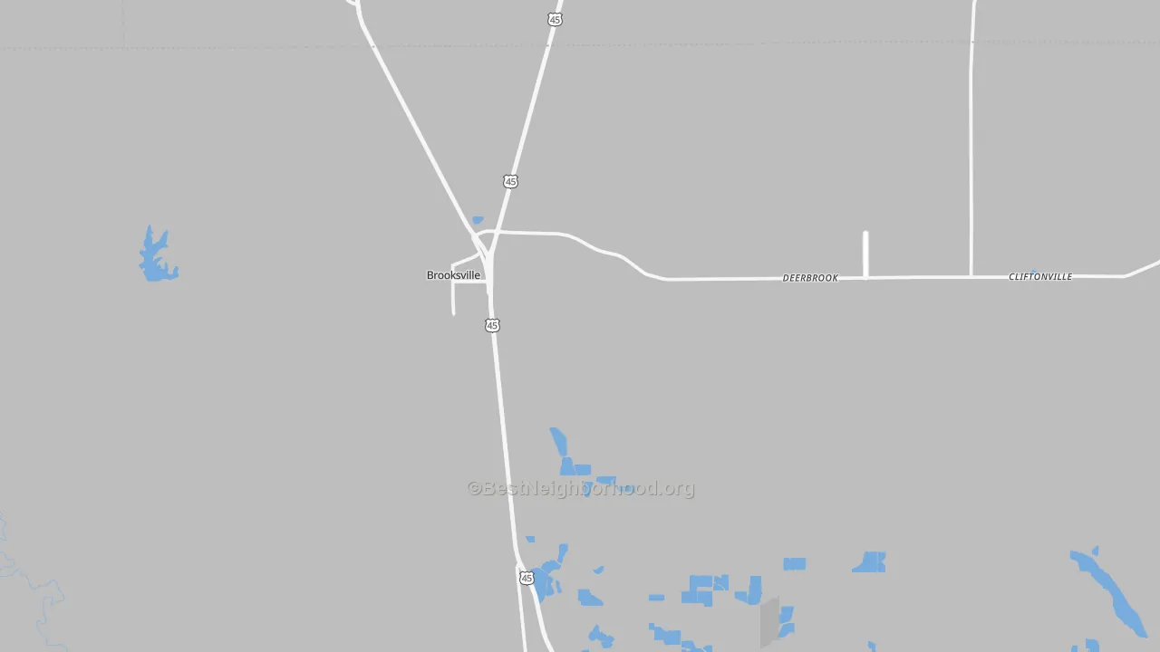 Transit Grade map of Brooksville, MS