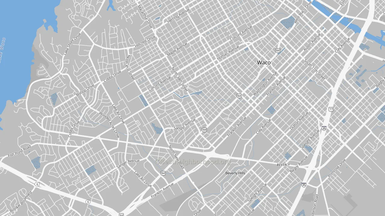 Transit Grade map of Brookview, Waco, TX