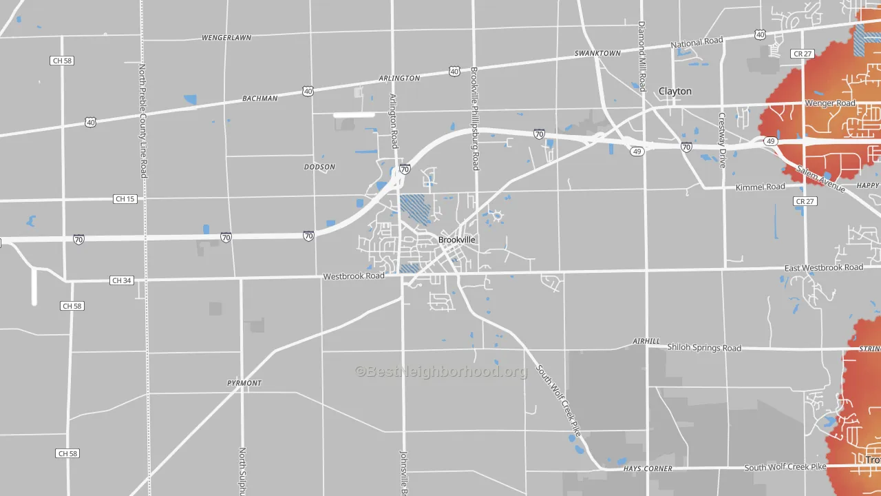 Transit Grade map of Brookville, OH
