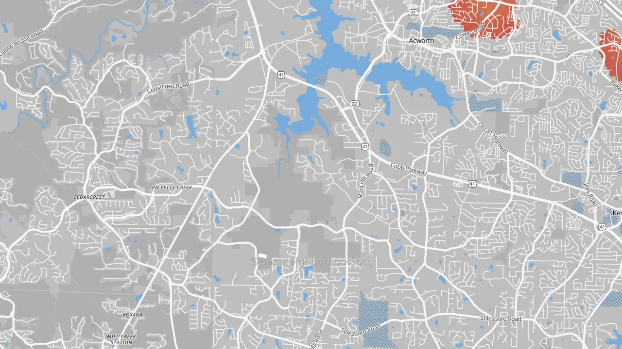 Transit Grade map of Brookwood, Acworth, GA
