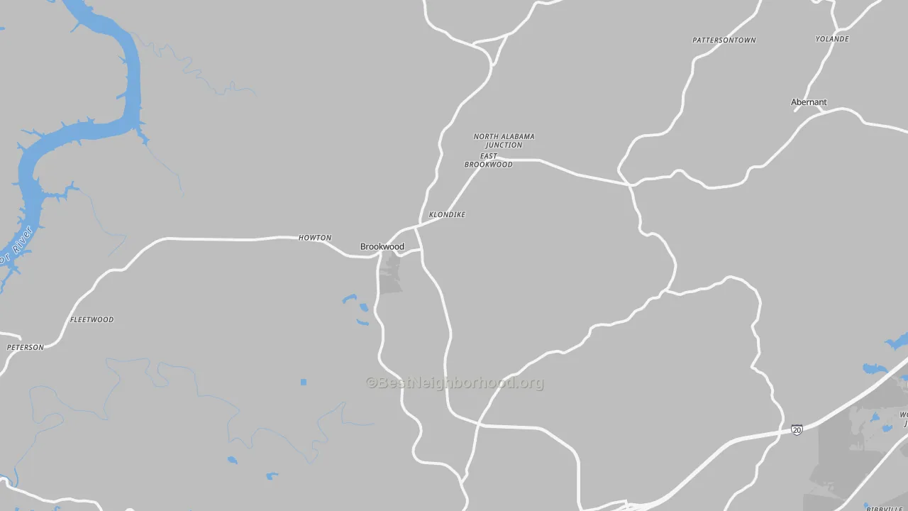 Transit Grade map of Brookwood, AL