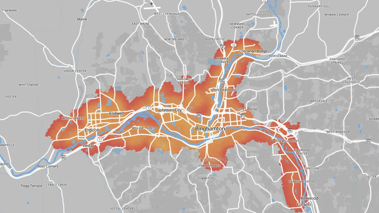 Transit Grade map of Broome County, NY