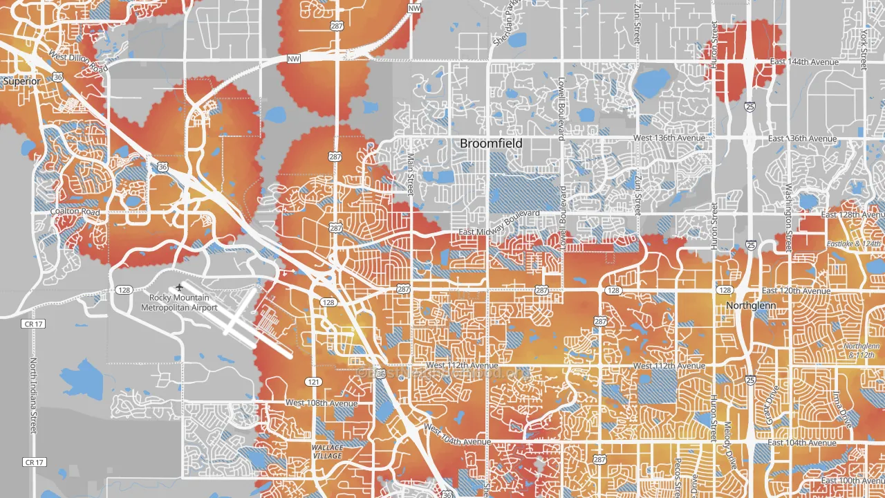 Transit Grade map of Broomfield, CO