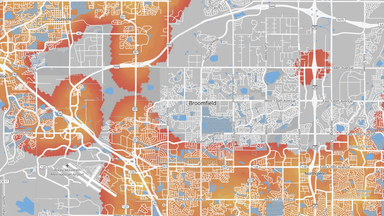 Transit Grade map of Broomfield County, CO