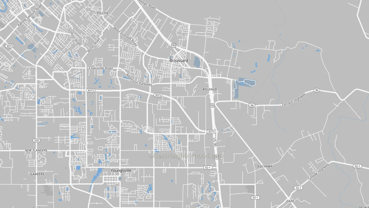 Transit Grade map of Broussard, LA