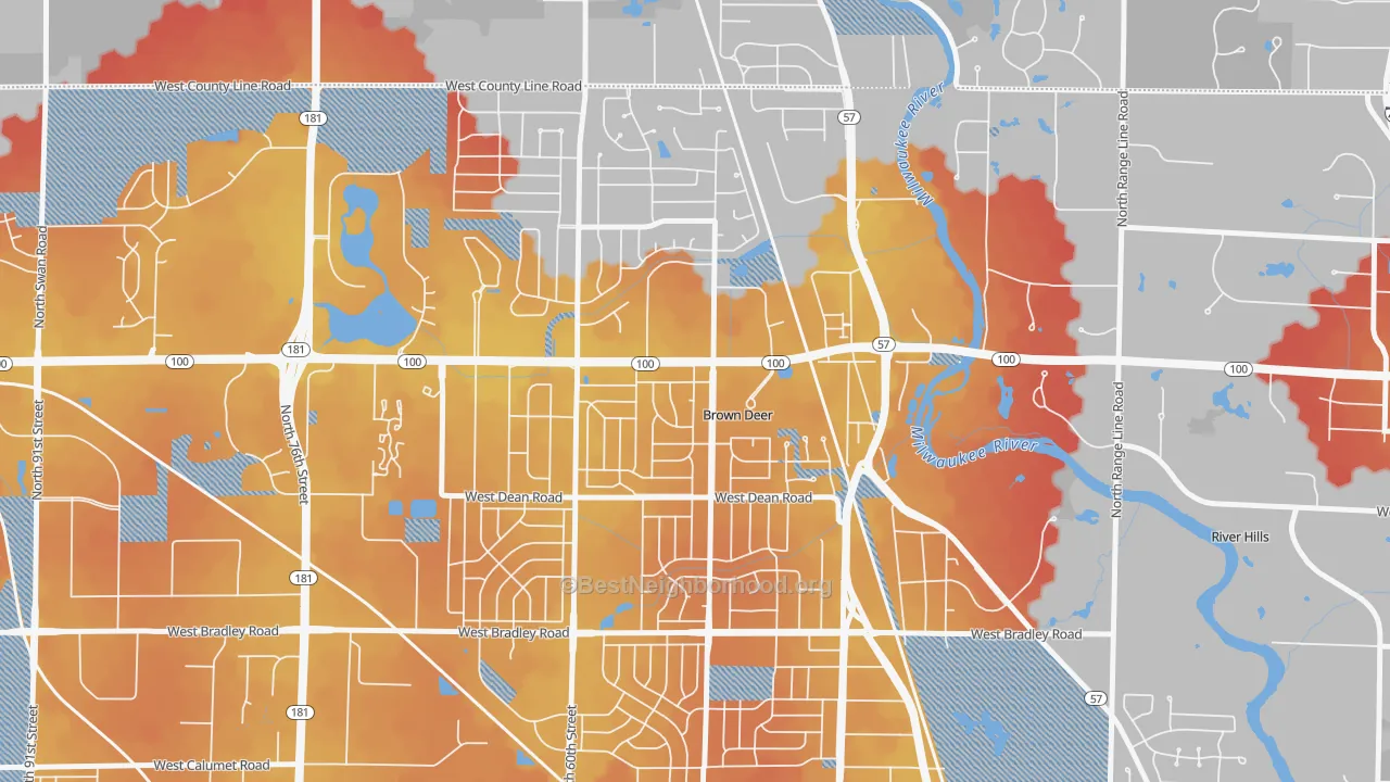 Transit Grade map of Brown Deer, WI