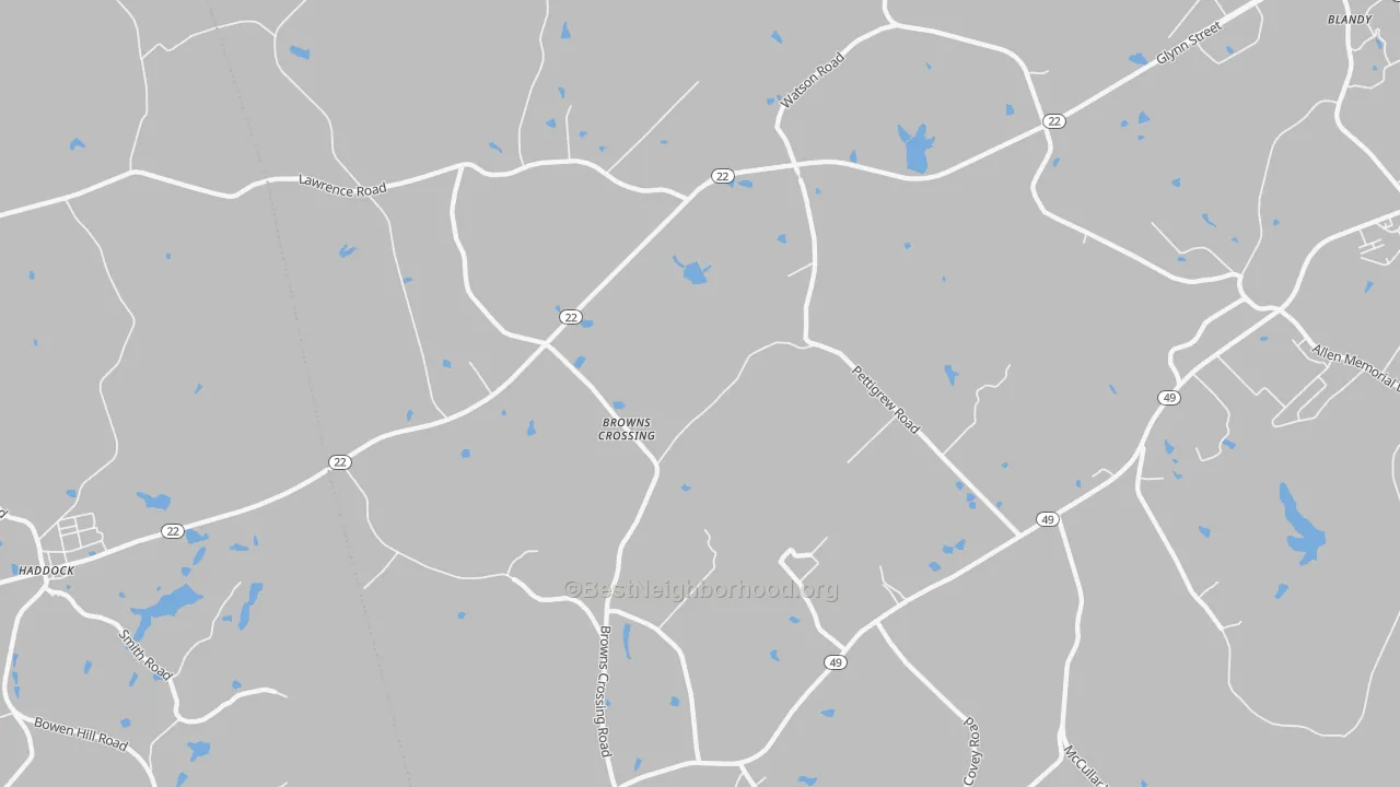 Transit Grade map of Browns Crossing, GA
