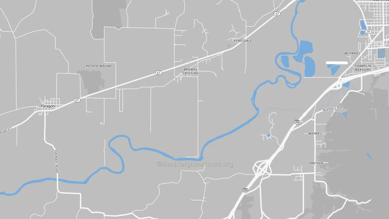 Transit Grade map of Browns Crossing, IN