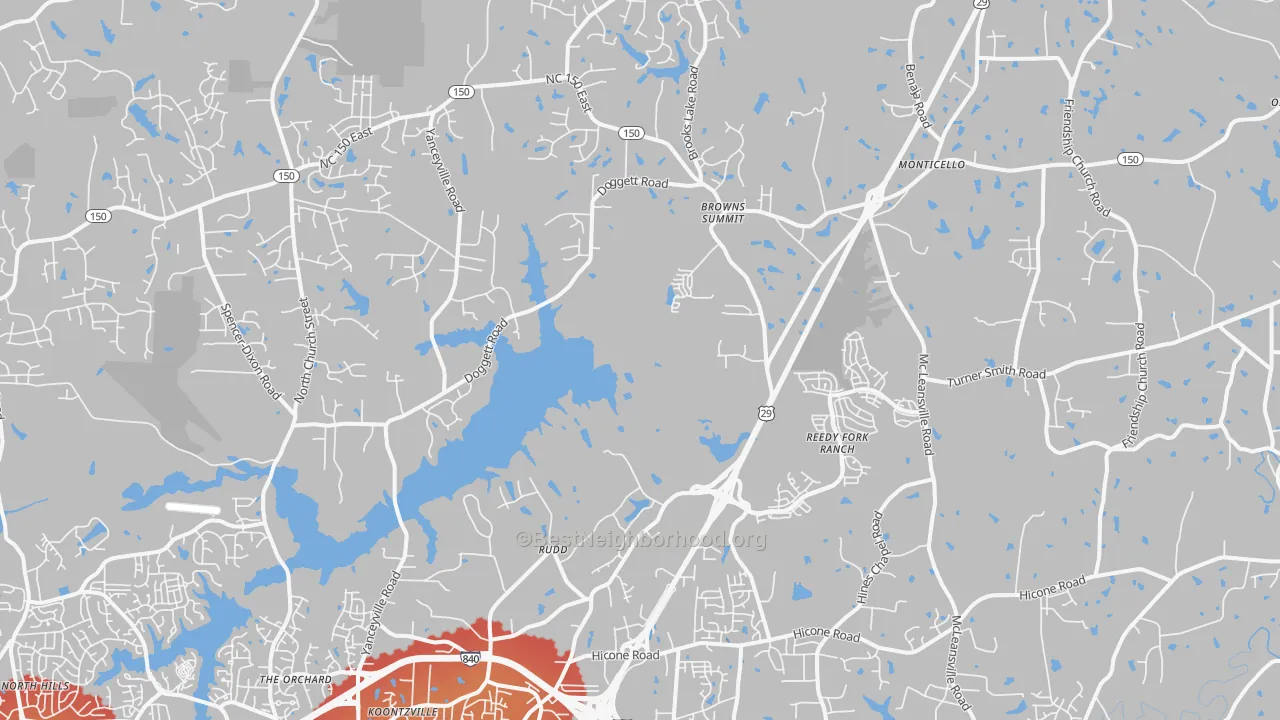 Transit Grade map of Browns Summit, NC