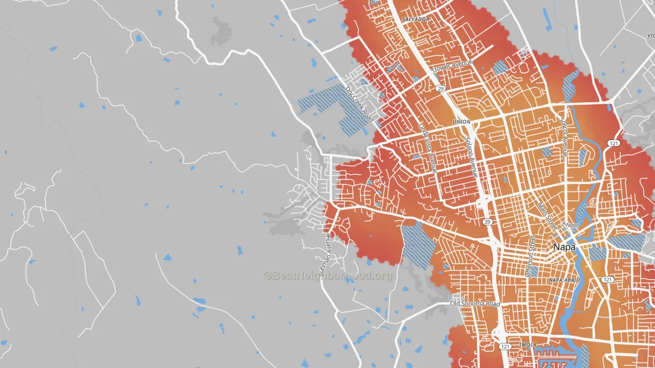 Transit Grade map of Browns Valley, Napa, CA