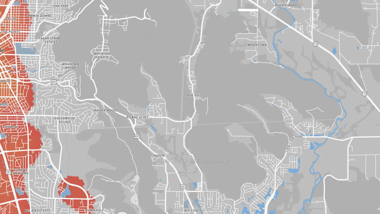 Transit Grade map of Brownsboro, AL