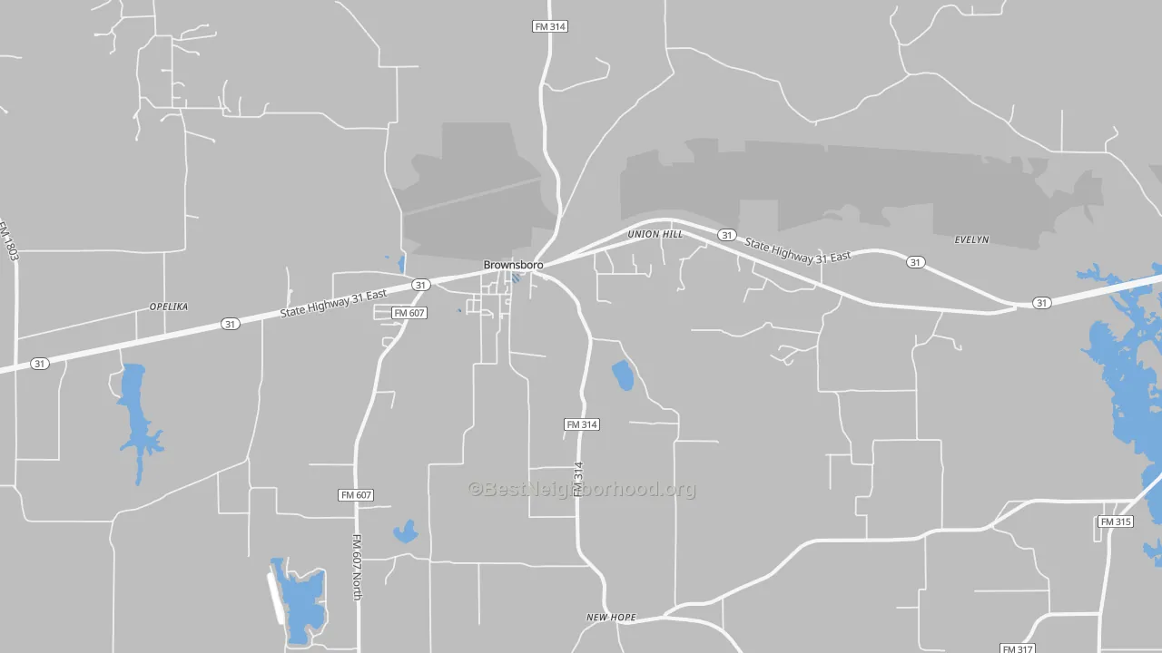 Transit Grade map of Brownsboro, TX