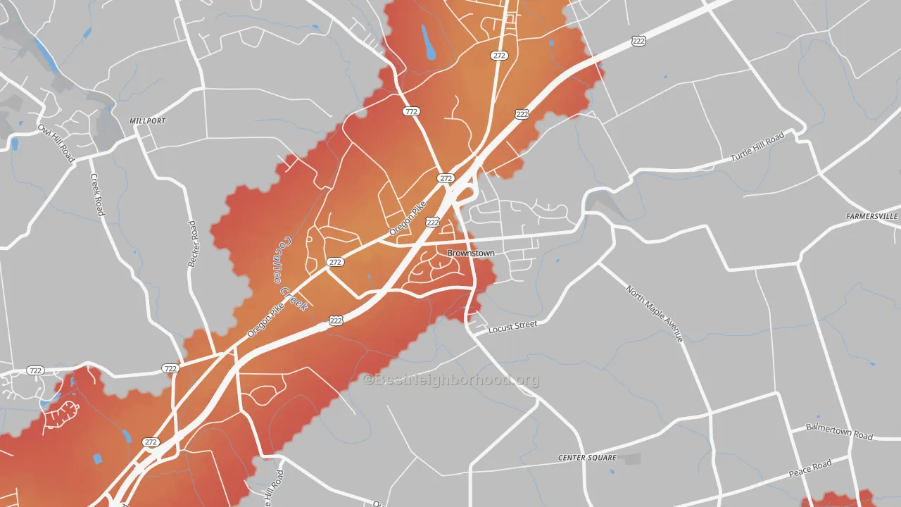 Transit Grade map of Brownstown, PA