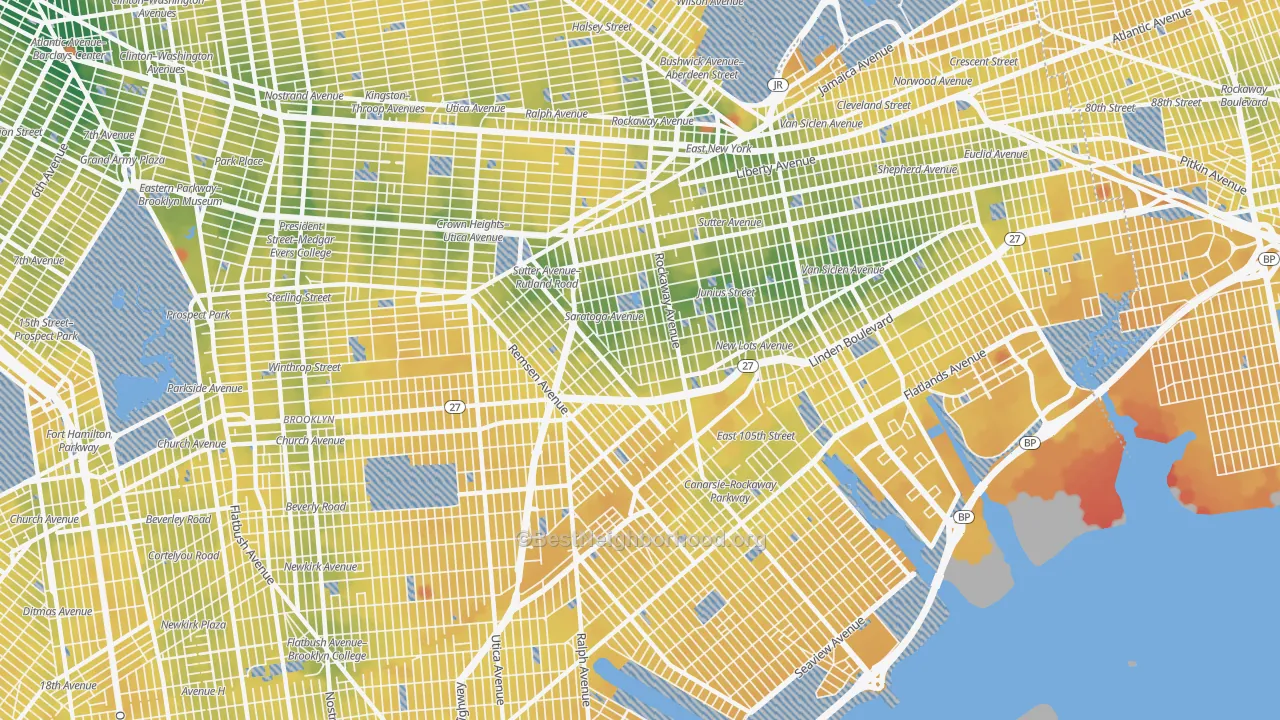 Transit Grade map of Brownsville, Brooklyn, NY