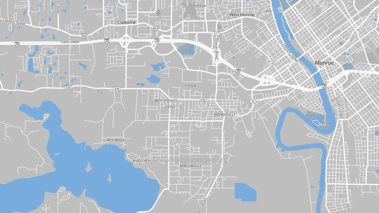 Transit Grade map of Brownsville, LA