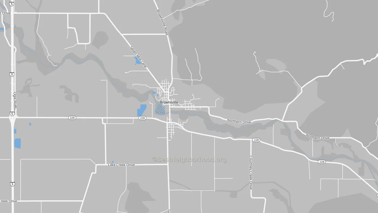 Transit Grade map of Brownsville, OR