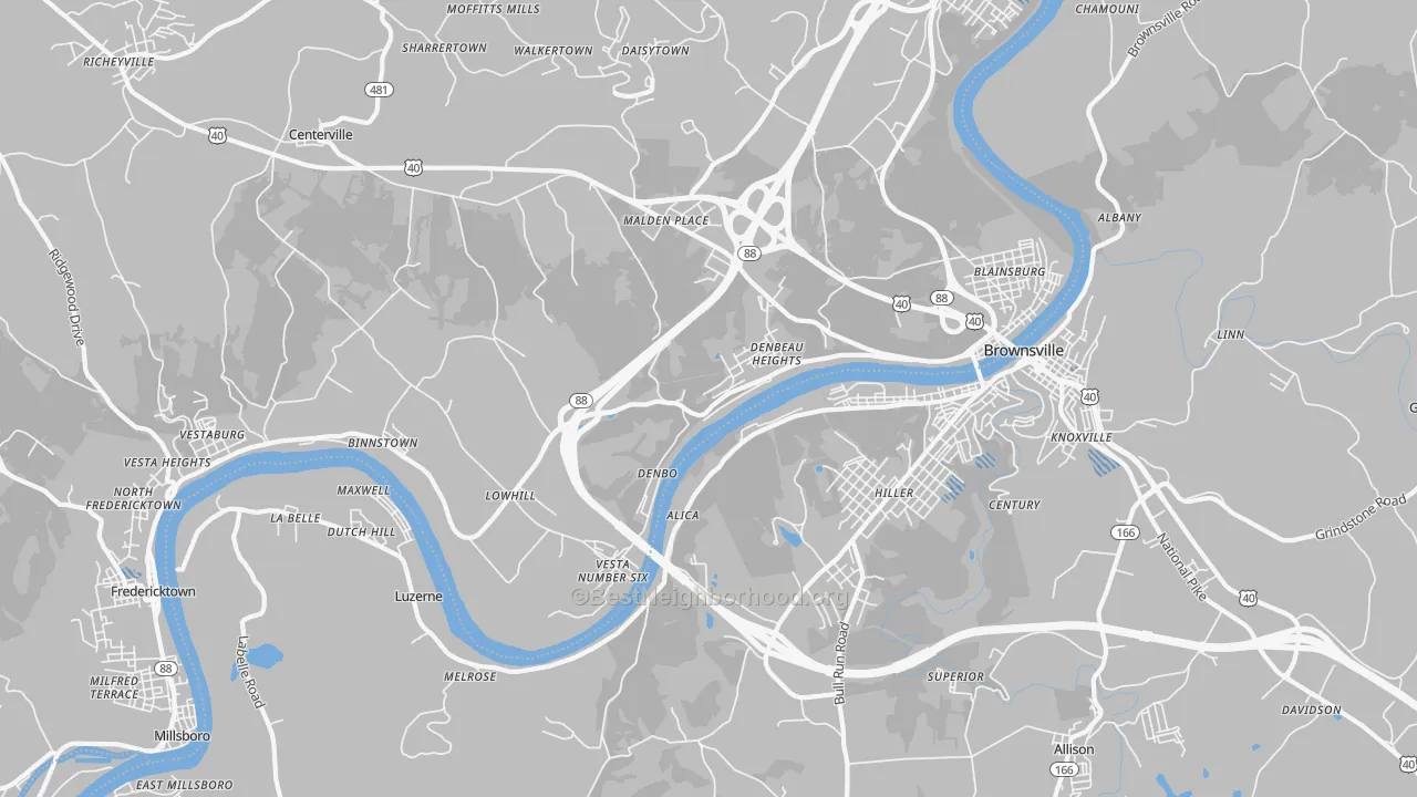 Transit Grade map of Brownsville, PA