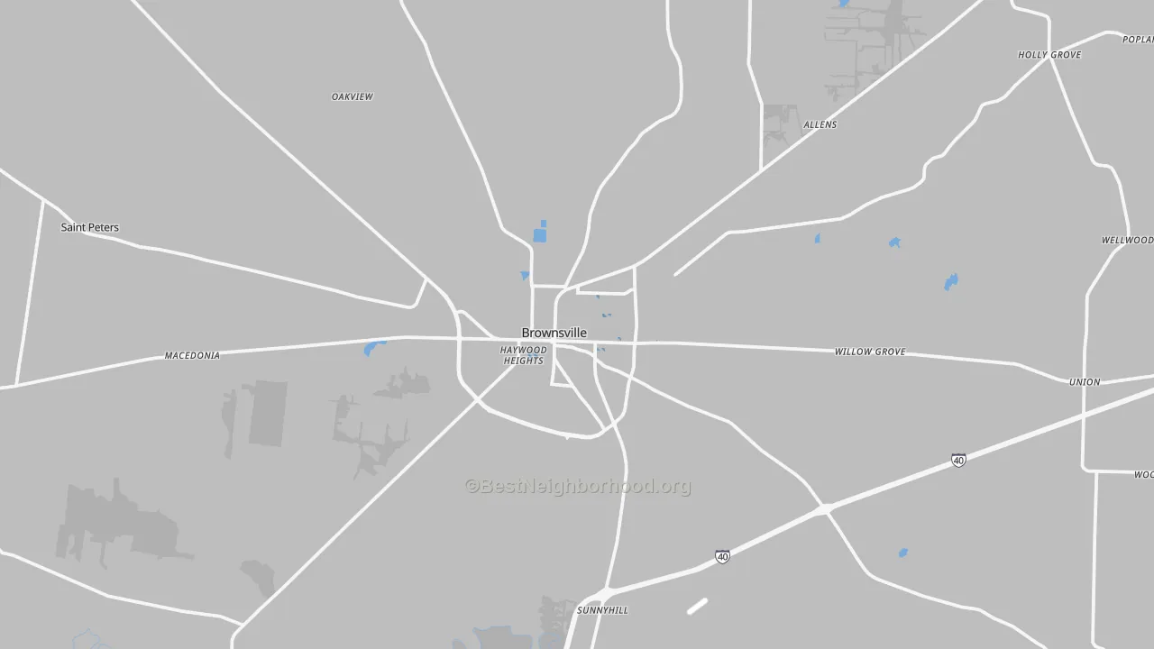 Transit Grade map of Brownsville, TN