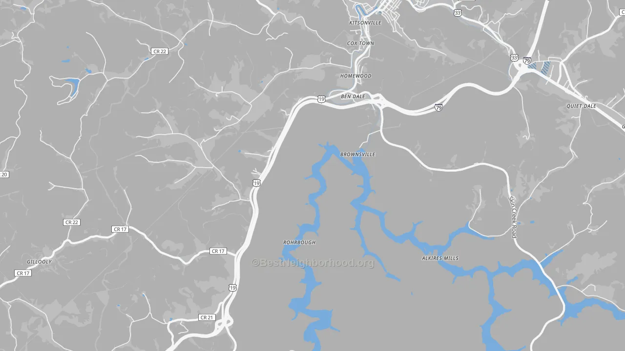 Transit Grade map of Brownsville, WV