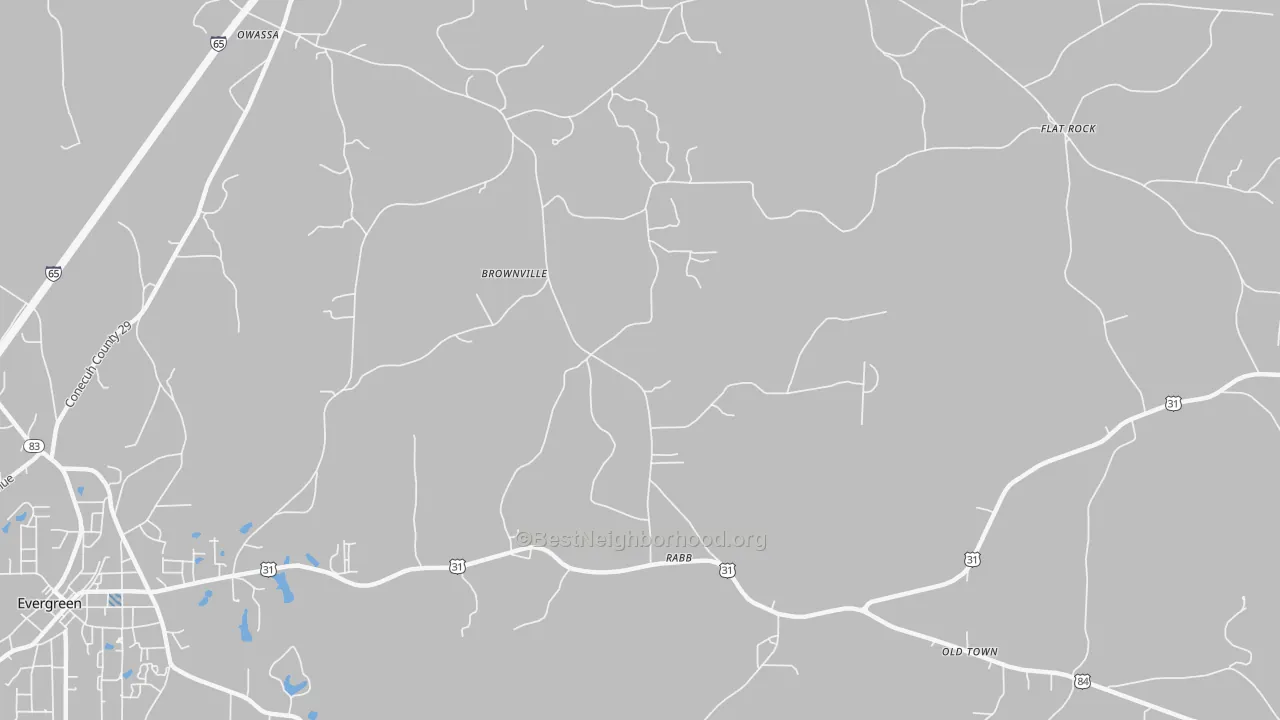 Transit Grade map of Brownville, AL