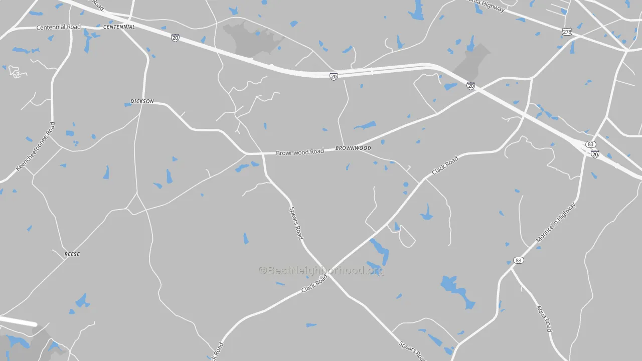 Transit Grade map of Brownwood, GA