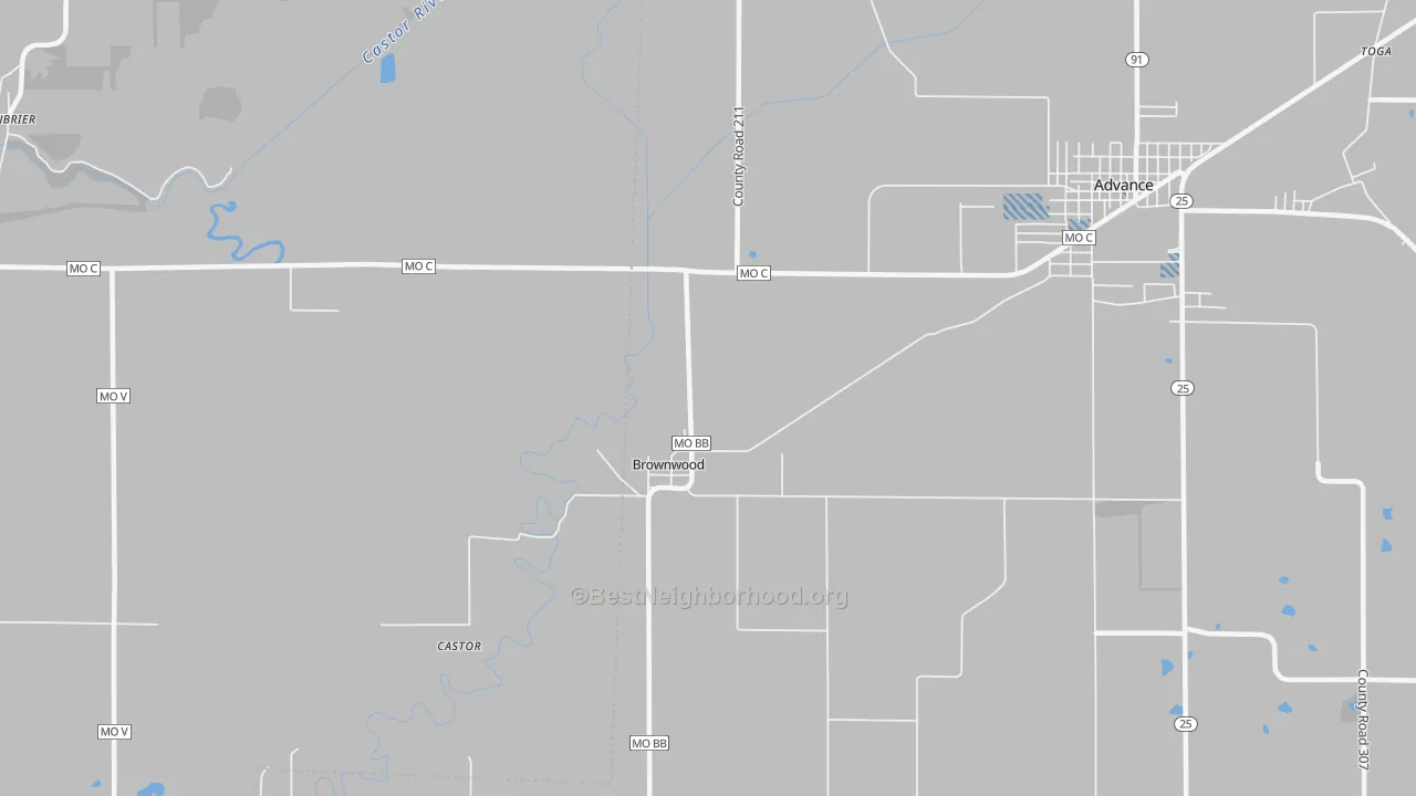 Transit Grade map of Brownwood, MO