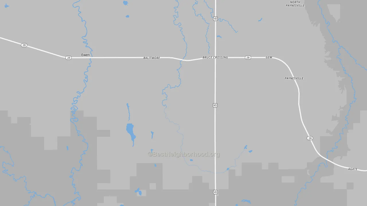 Transit Grade map of Bruce Crossing, MI