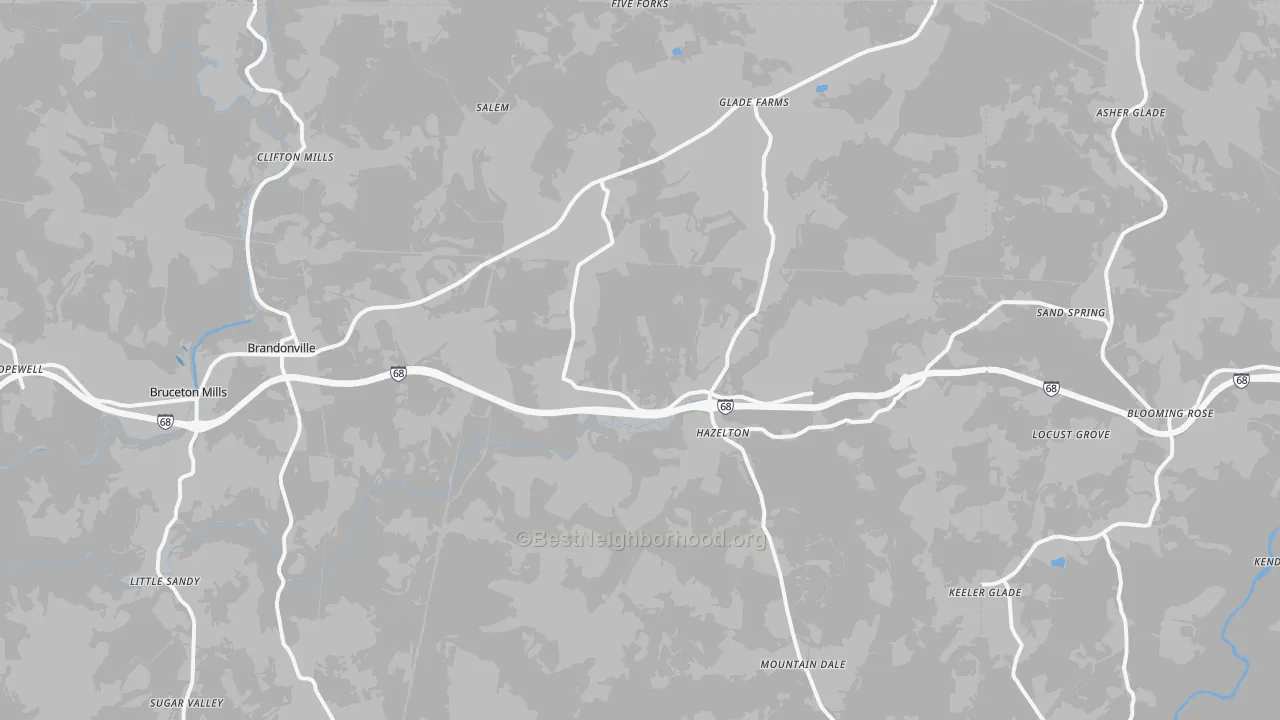Transit Grade map of Bruceton Mills, WV