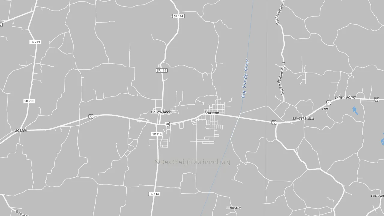 Transit Grade map of Bruceton, TN