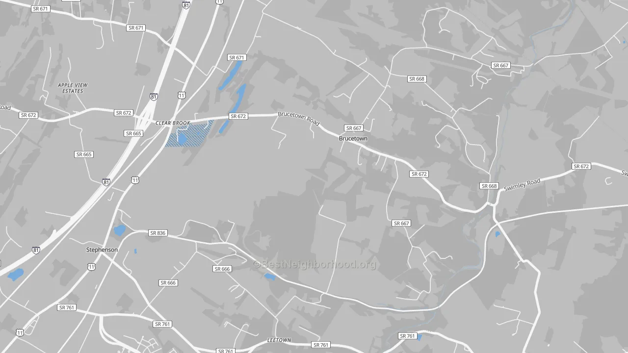 Transit Grade map of Brucetown, VA