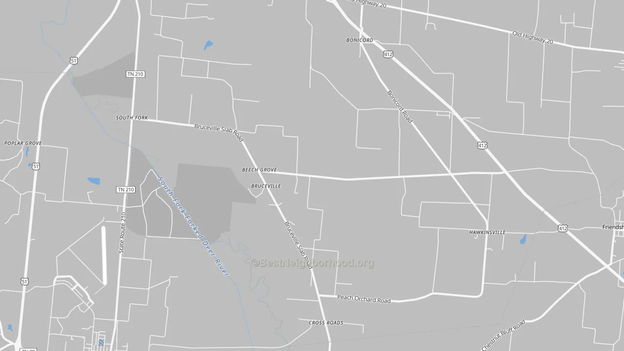 Transit Grade map of Bruceville, TN