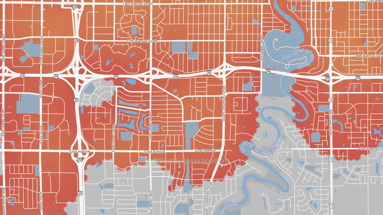 Transit Grade map of Brunsdale, Fargo, ND