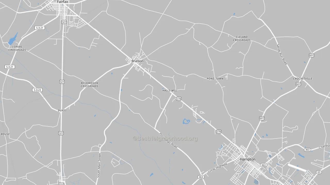 Transit Grade map of Brunson, SC