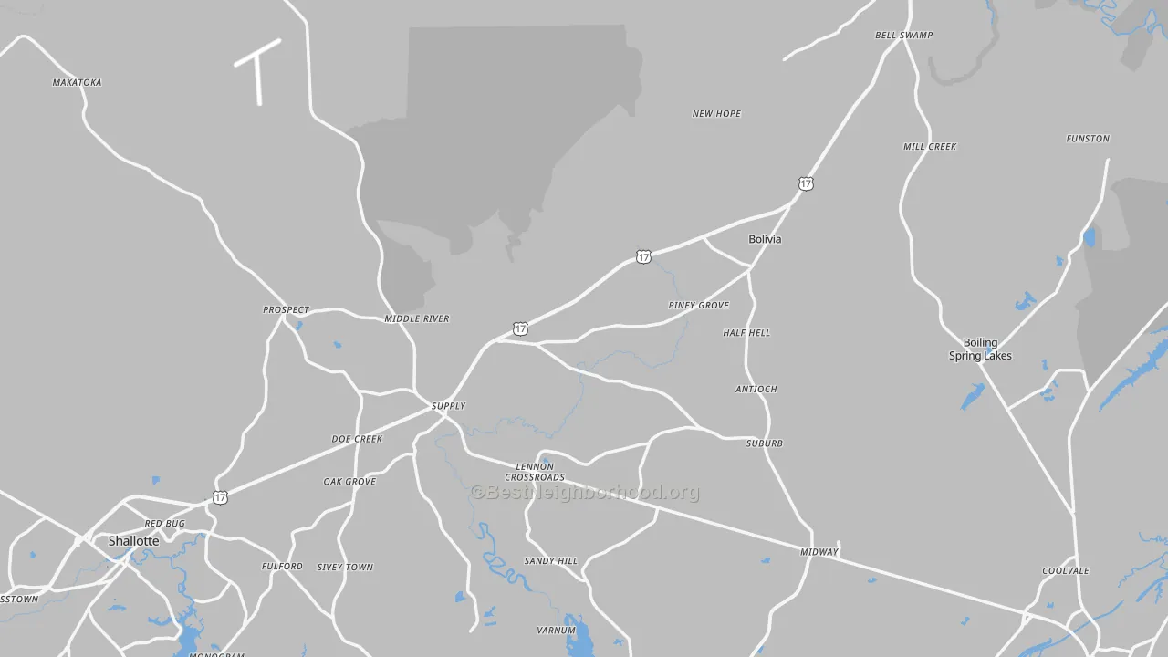 Transit Grade map of Brunswick County, NC