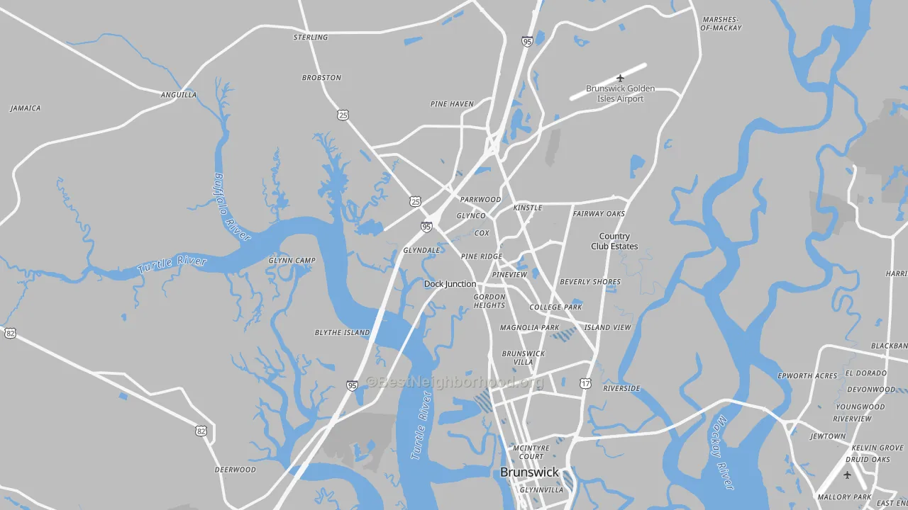 Transit Grade map of Brunswick, GA