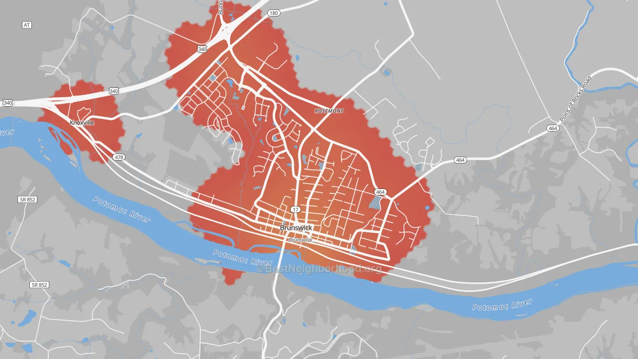 Transit Grade map of Brunswick, MD