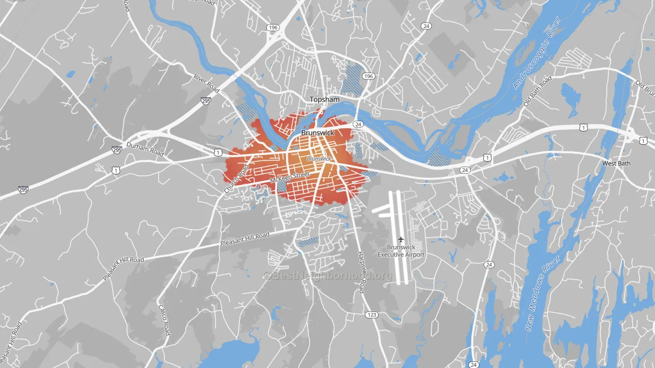 Transit Grade map of Brunswick, ME