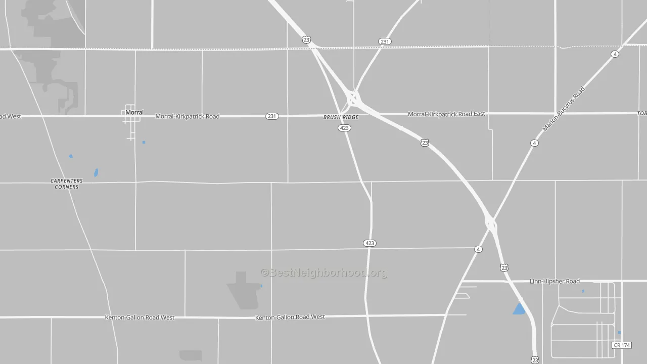 Transit Grade map of Brush Ridge, OH