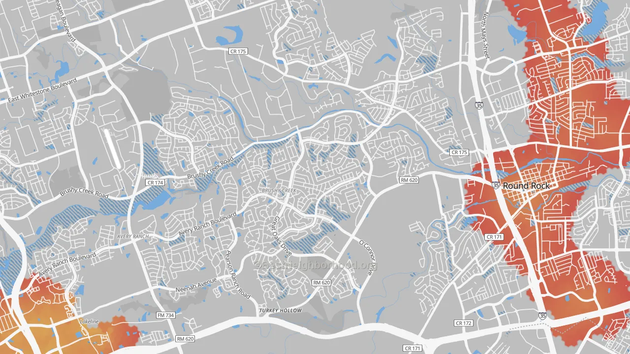 Transit Grade map of Brushy Creek, TX