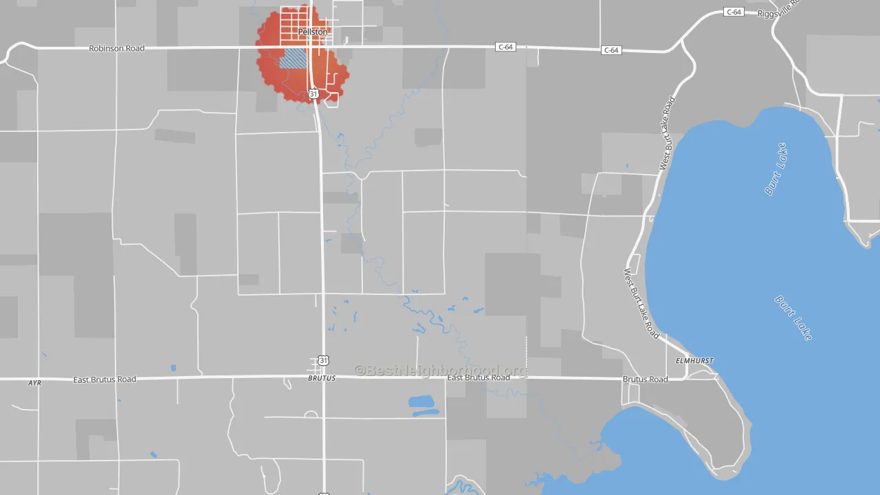 Transit Grade map of Brutus, MI