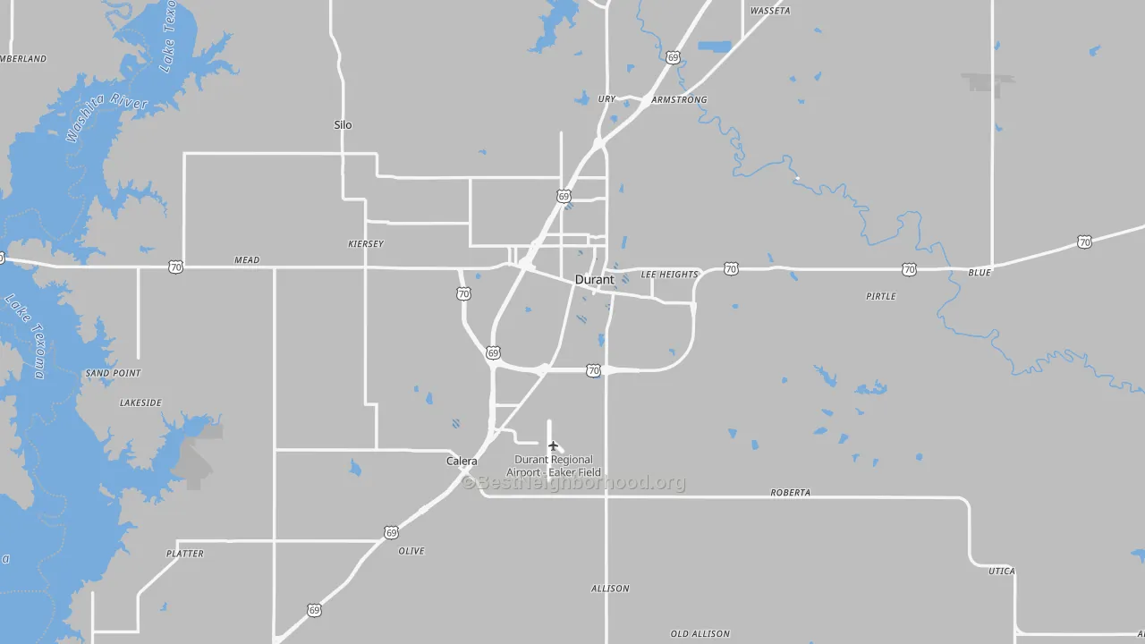 Transit Grade map of Bryan County, OK