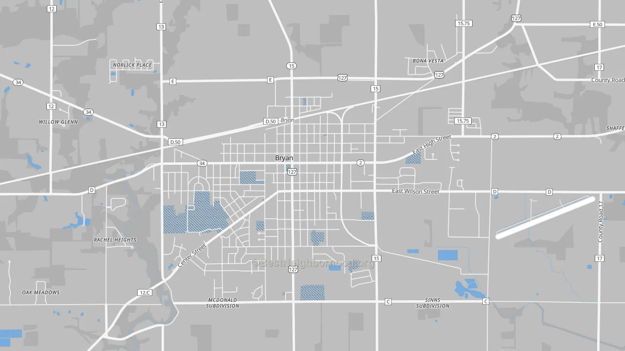 Transit Grade map of Bryan Downtown Historic District, Bryan, OH
