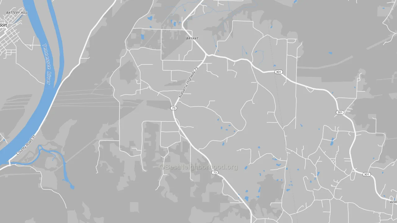 Transit Grade map of Bryant, AL